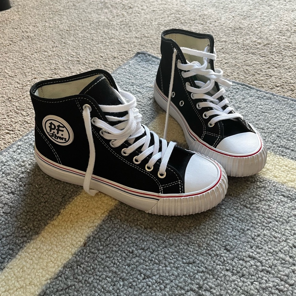 SOLD!!P.F. Flyers Black High-Top Sneakers size 7